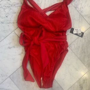 Red one piece swimsuit
